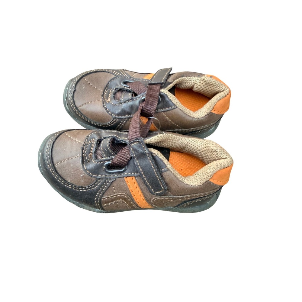 Smartfit Toddler Boys Brown Orange Sneakers Shoes Size 5 Hook Loop Strap 1461524